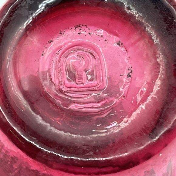 VTG. Cranberry Glass‎ Vase Pilgrim 4.5” Bedford Ruffled Top Applied Glass Collar - Picture 7 of 8